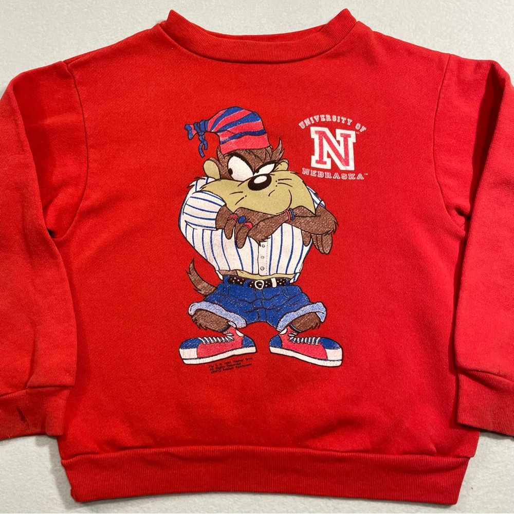 Vintage Kids 1993 Warner Bros Tasmanian Devil Pullover Sweatshirt Size M
